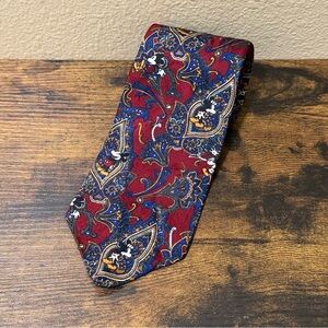 Men’s Vintage Disney Mickey Mouse 100% Silk Red Paisley Made in USA Neck Tie